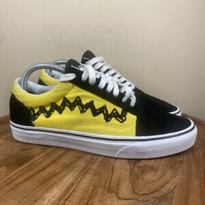 Vans Peanuts X Old Skool Charlie Brown Mens Black Yellow Size 9 Low Top Shoes